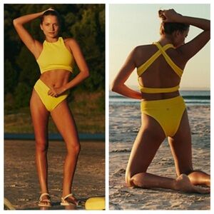 🆕 2pc Free People X Rhythm Wave Break Cross Back Surf Top & Bottom